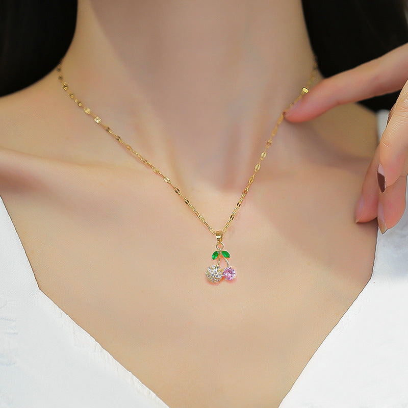 Cherry Diamond Gold Necklace