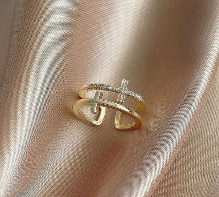 Double Cross Miniature Copper Ring
