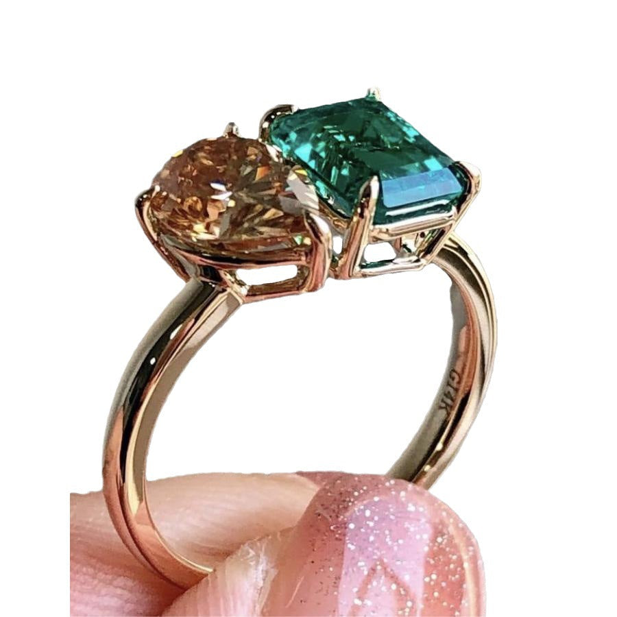Stone Lady Green Yellow Ring