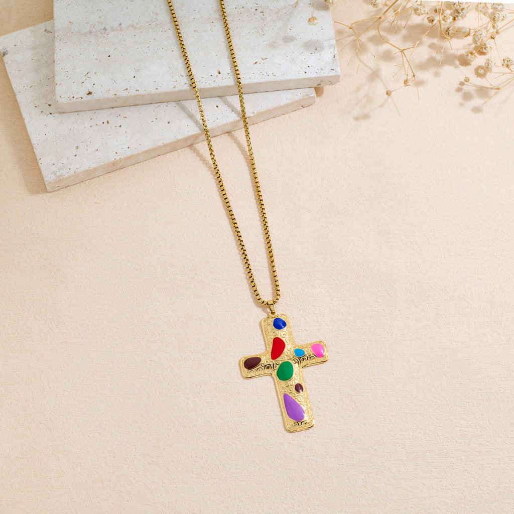 Drop Oil Cross Necklace For Men And Women