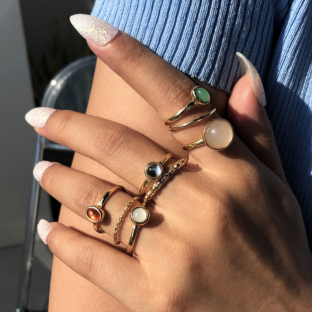 Colorful Stone Metalic Finger Rings