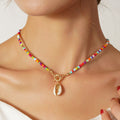 Rice Bead Shell Pendant Necklace