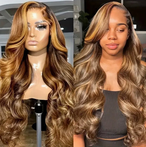 Cross-border New Wig European And American Ladies Front Lace Synthetic Wigs Brown Medium Long Curly Hair Big Wave